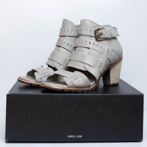 Sorel Nadia Buckle Heeled Grey Sandal